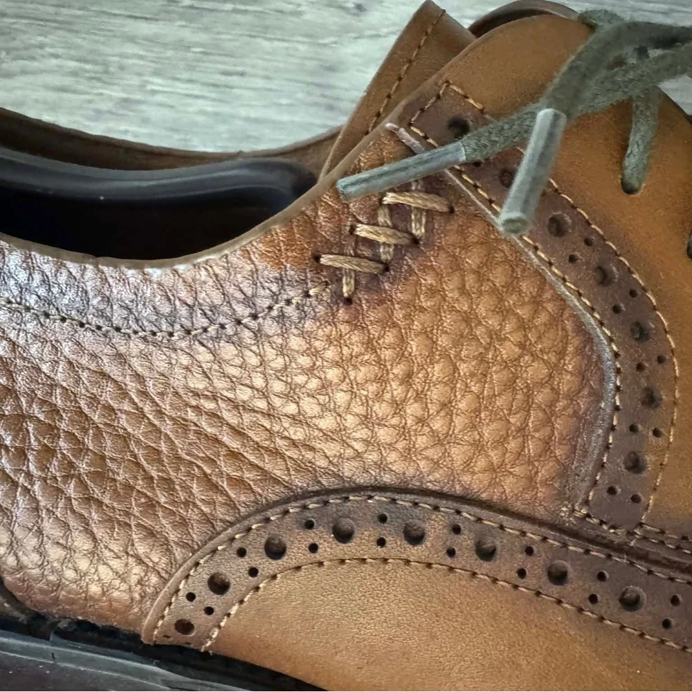 Joseph Abboud Tan and Brown Leather Derby Shoes